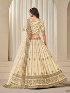 Monjolika Fashion Embroidered Cream Reception Art Silk A Line Lehenga Choli - Distacart
