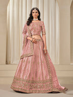 Monjolika Fashion Embroidered Pink Reception Art Silk A Line Lehenga Choli - Distacart