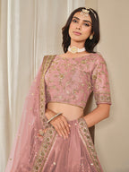 Monjolika Fashion Embroidered Pink Reception Art Silk A Line Lehenga Choli - Distacart