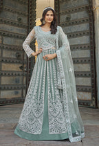 Monjolika Fashion Embroidered Sea Green Net Reception Designer Salwar Suit - Distacart