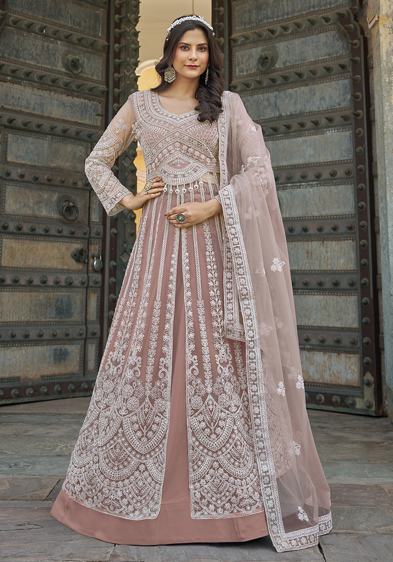 Monjolika Fashion Embroidered Dusty Net Reception Designer Salwar Suit - Distacart