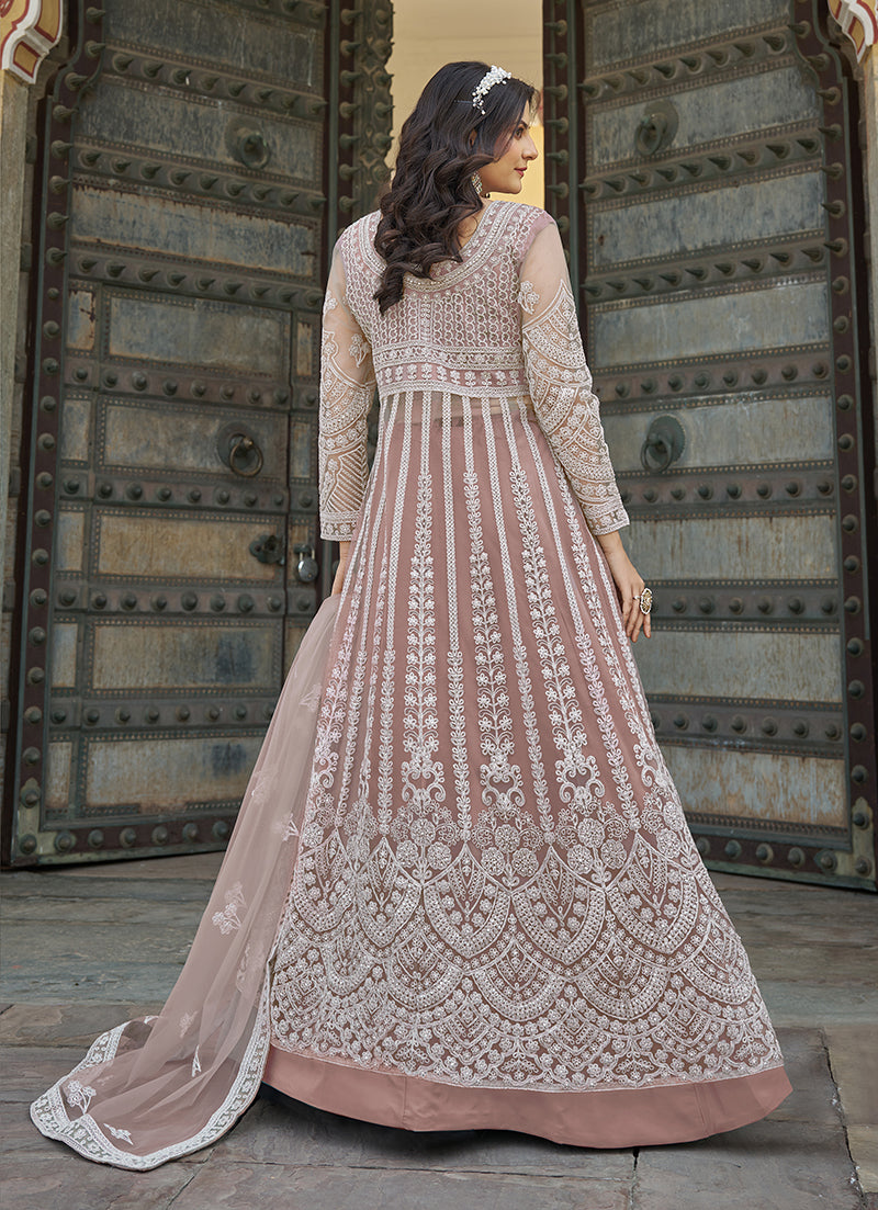 Monjolika Fashion Embroidered Dusty Net Reception Designer Salwar Suit - Distacart