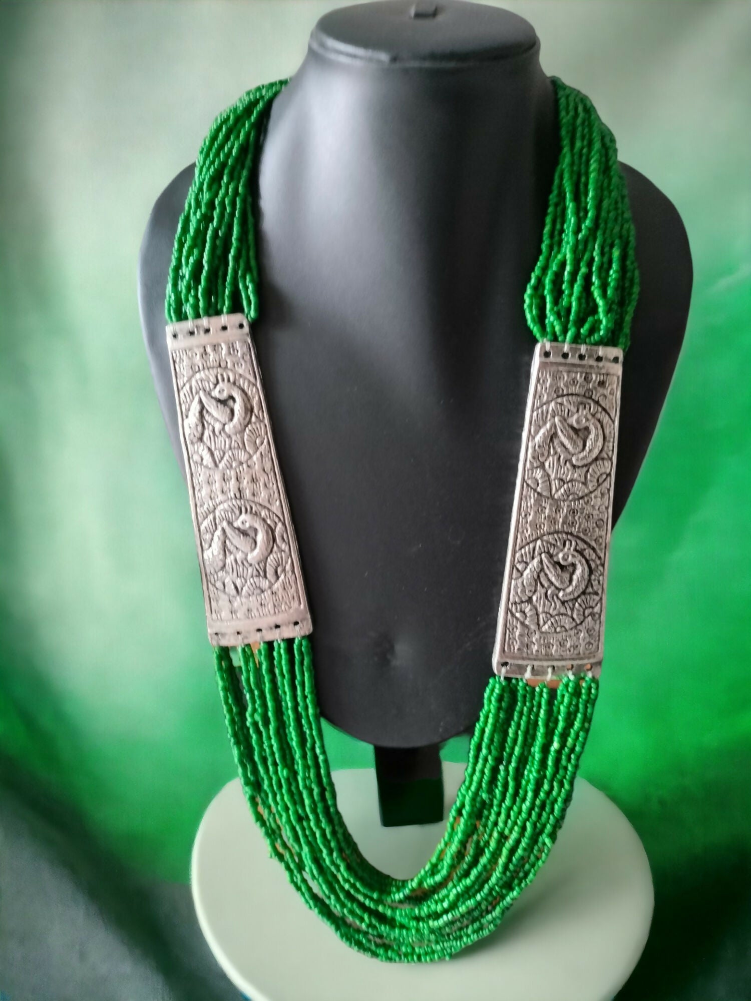 Inhanns Saree Shobha Statement Necklace - Green Onesize Necklace