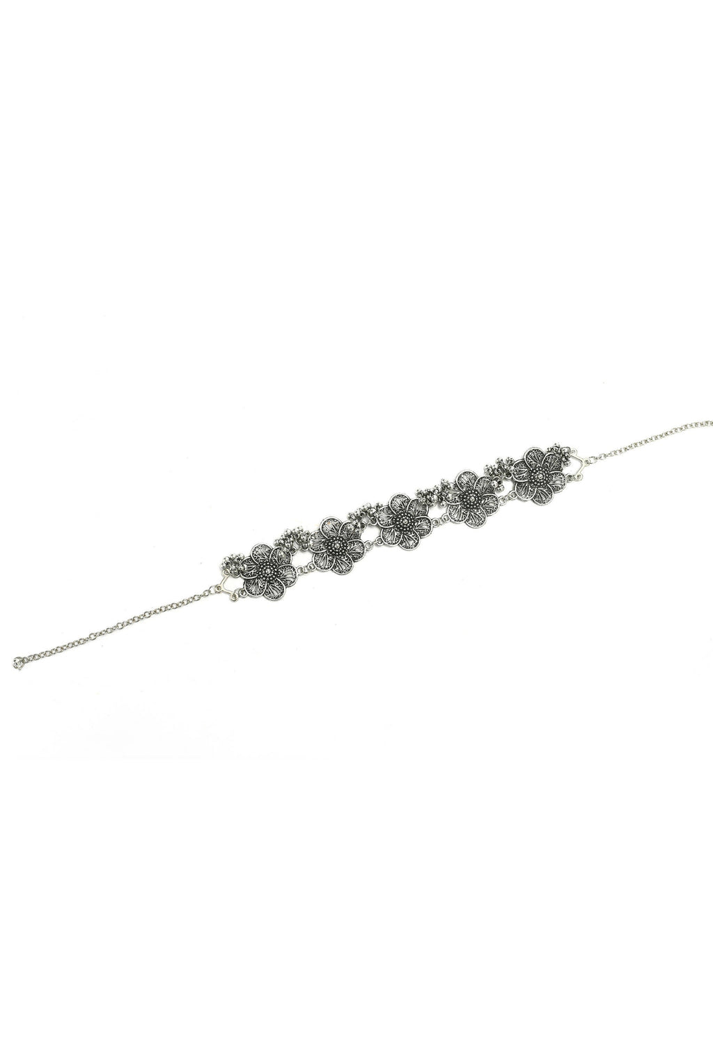 Mominos Fashion Johar Kamal Silver-Plated Brass Finish Floral Desgin Choker For Women - Distacart