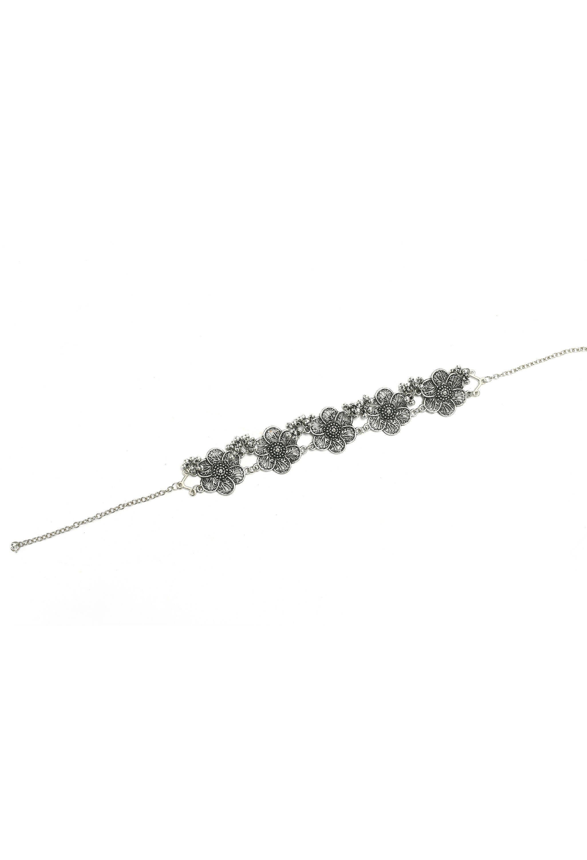 Mominos Fashion Johar Kamal Silver-Plated Brass Finish Floral Desgin Choker For Women - Distacart
