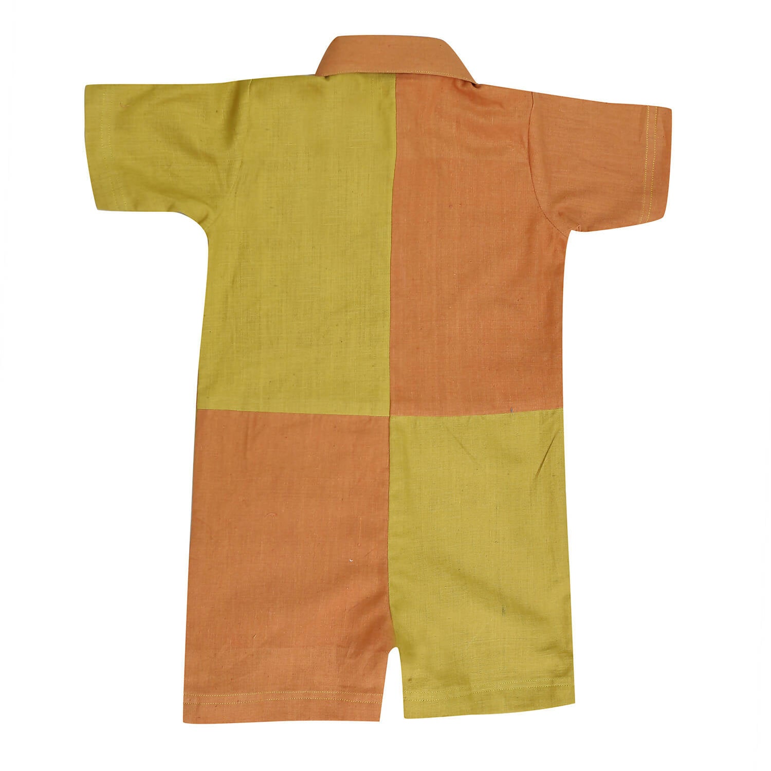 Mhyssa Orange And Yellow Round Neck With Half Sleeve Round Neck Romper