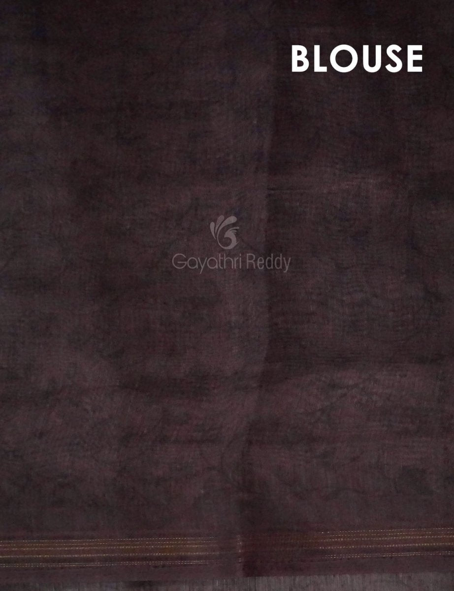 Baby Brown Mix With Pink Floral Design Printed Semi Chanderi Saree By Gayathri Reddy Designer Studio - Distacart