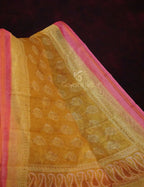 Dry Mehendi Colored Block Print Semi Chanderi Saree By Gayathri Reddy Designer Studio - Distacart