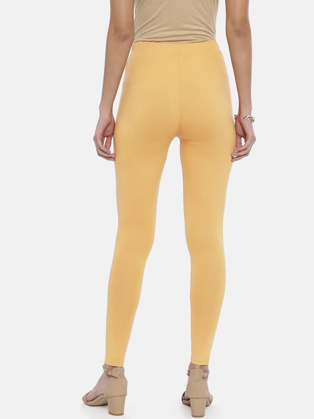 Souchii Beige Solid Slim-Fit Ankle-Length Leggings - Distacart