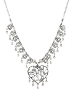Cardinal Women Silver-Toned Oxidised Stone Studded & Beaded Heart Shaped Jewellery Set - Distacart