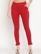 TAG 7 Set Of 2 Pink & Red Solid Leggings