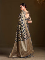 Sangria Floral Woven Design Sarees - Distacart
