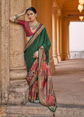 Monjolika Fashion Paisley Print Silk Blend Green Contemporary Saree