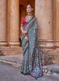 Monjolika Fashion Paisley Print Blue Silk Blend Trendy Saree