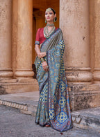 Monjolika Fashion Paisley Print Blue Silk Blend Trendy Saree