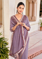 Monjolika Fashion Lilac Georgette Printed Festival Desginer Trendy Saree - Distacart