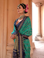 Monjolika Fashion Turquoise Silk Blend Patola Print Classic Saree - Distacart