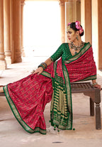 Monjolika Fashion Rani Pink Silk Blend Patola Print Classic Saree - Distacart