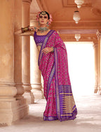 Monjolika Fashion Magenta Silk Blend Patola Print Classic Saree - Distacart