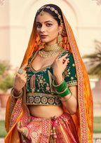 Monjolika Fashion Multi Colour Banarasi Silk Diamond Wedding Trendy Lehenga Choli