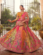 Monjolika Fashion Multi Colour Banarasi Silk Diamond Wedding Trendy Lehenga Choli
