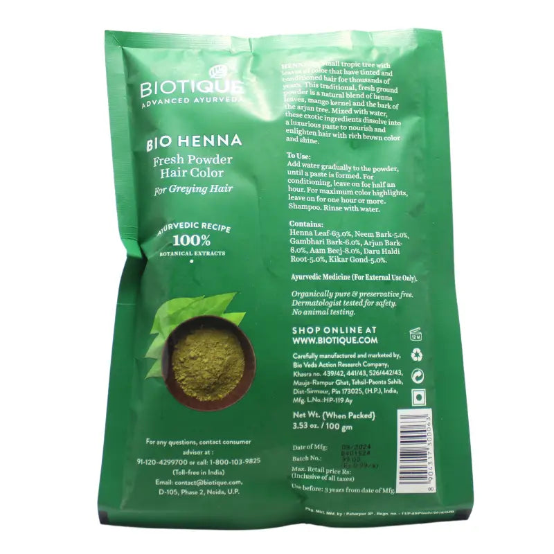 Biotique Advanced Ayurveda Bio Henna Fresh Powder Hair Color