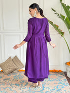The52 Embroidered Vichitra Silk Fabric Straight Kurta, Pant and Dupatta Set - Distacart
