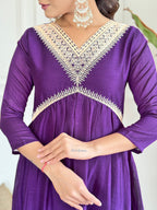 The52 Embroidered Vichitra Silk Fabric Straight Kurta, Pant and Dupatta Set - Distacart