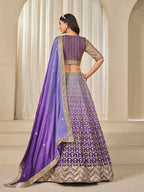 Monjolika Fashion Violet Chinon Silk With Embroidered, Sequins, Thread And Zari Work Lehenga Choli - Distacart