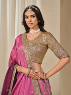 Monjolika Fashion Hot Pink Chinon Silk With Embroidered, Sequins, Thread And Zari Work Lehenga Choli - Distacart