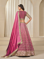 Monjolika Fashion Hot Pink Chinon Silk With Embroidered, Sequins, Thread And Zari Work Lehenga Choli - Distacart