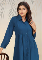 Monjolika Fashion Morpeach Cotton Solid Festival Casual Kurti - Distacart