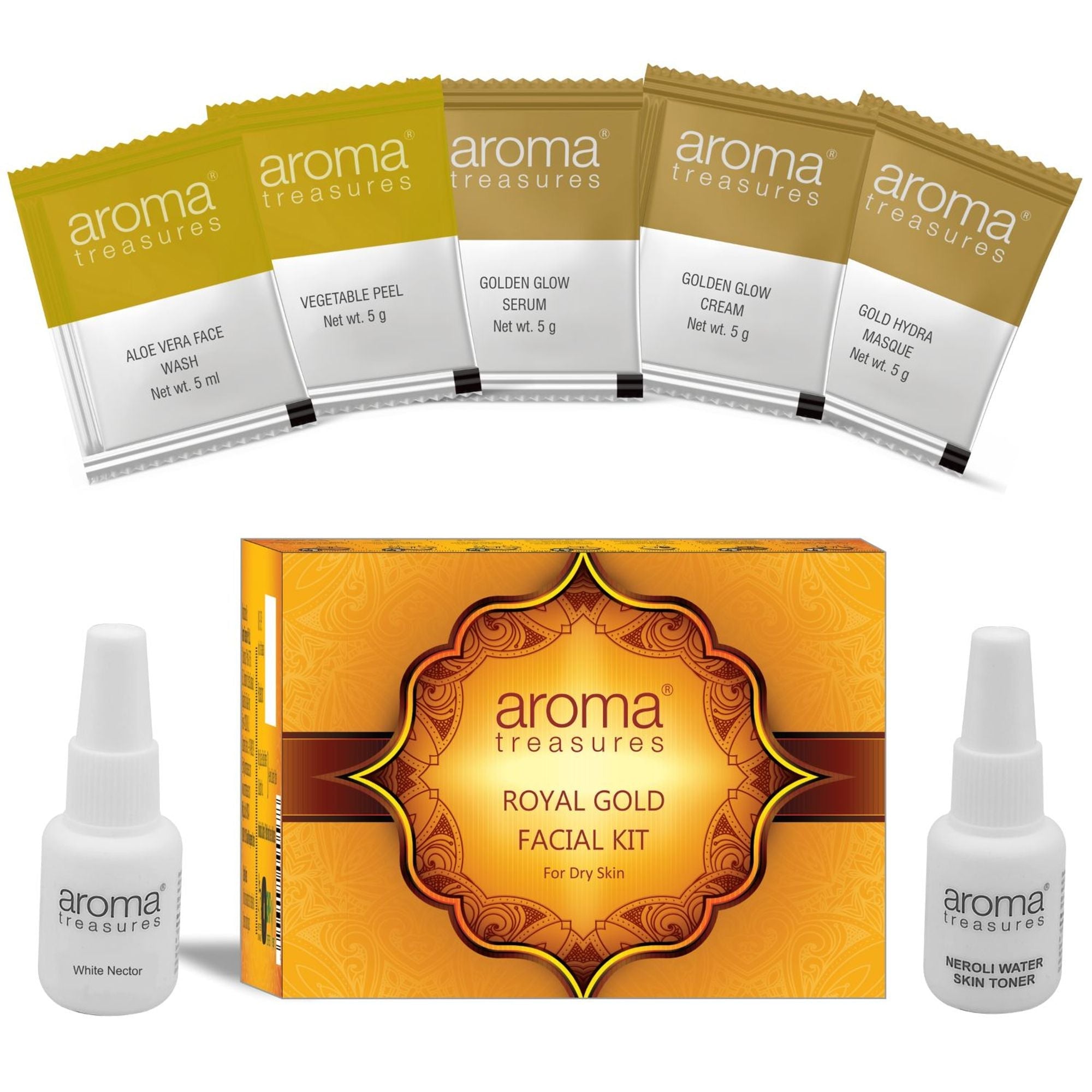 Aroma Treasure Royal Gold Facial Kit For Dry Skin - Single Time - Distacart