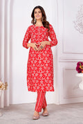 Monjolika Fashion Silk Print Casual Kurti In Red - Distacart
