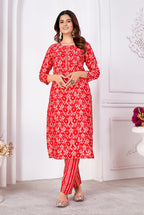 Monjolika Fashion Silk Print Casual Kurti In Red - Distacart