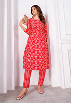 Monjolika Fashion Silk Print Casual Kurti In Red - Distacart