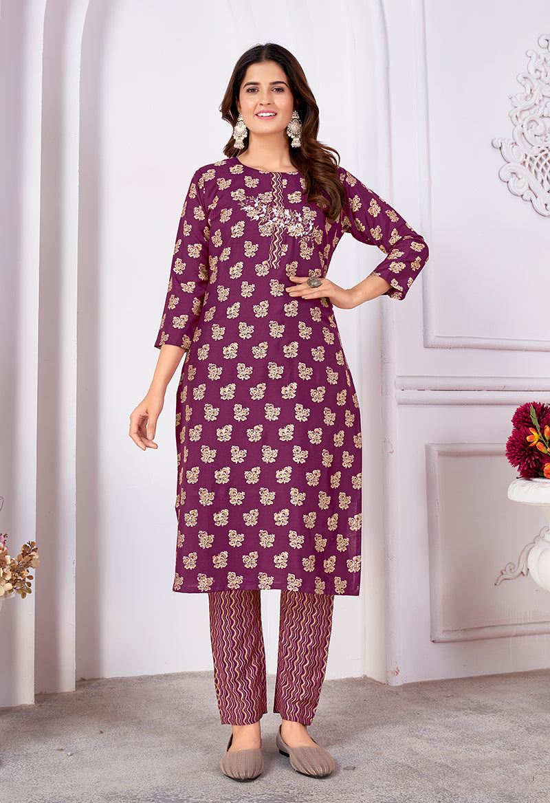 Monjolika Fashion Silk Embroidered Purple Designer Kurti - Distacart