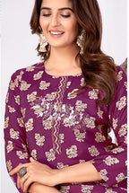 Monjolika Fashion Silk Embroidered Purple Designer Kurti - Distacart