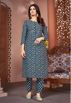 Monjolika Fashion Silk Embroidered Teal Designer Kurti - Distacart