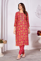 Monjolika Fashion Silk Embroidered Red Designer Kurti - Distacart