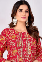 Monjolika Fashion Silk Embroidered Red Designer Kurti - Distacart