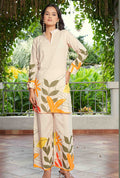 Monjolika Fashion Elegant Cream Floral Printed Cotton Co-Ord Set For Women - Distacart