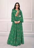 Monjolika Fashion Green Muslin Foil Print Party Wear Kurti - Distacart