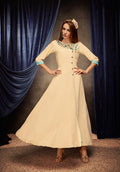 Monjolika Fashion Cream Embroidered Rayon Party Wear Kurti - Distacart