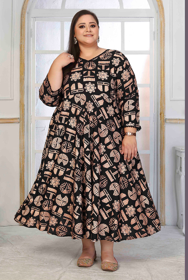 Monjolika Fashion Rayon Printed Black Designer Kurti - Distacart