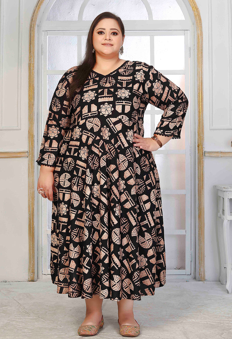 Monjolika Fashion Rayon Printed Black Designer Kurti - Distacart