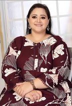 Monjolika Fashion Rayon Printed Wine Designer Kurti - Distacart