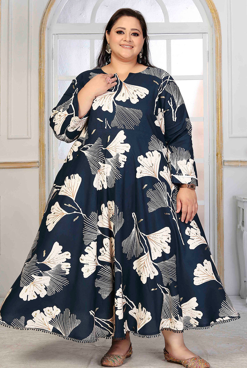 Monjolika Fashion Rayon Printed Navy Blue Designer Kurti - Distacart