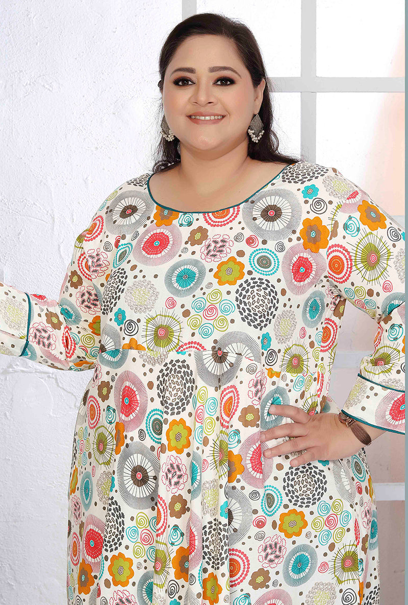 Monjolika Fashion Rayon Printed White Designer Kurti - Distacart