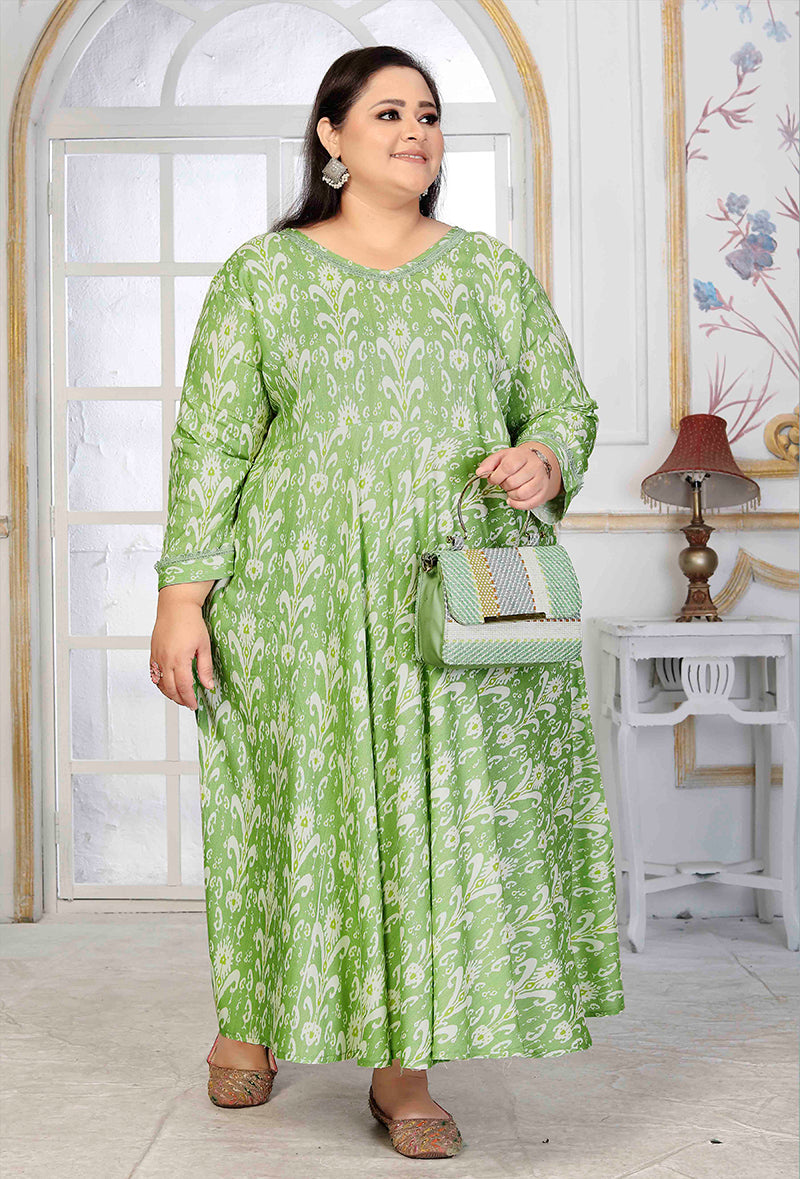 Monjolika Fashion Rayon Printed Light Green Designer Kurti - Distacart